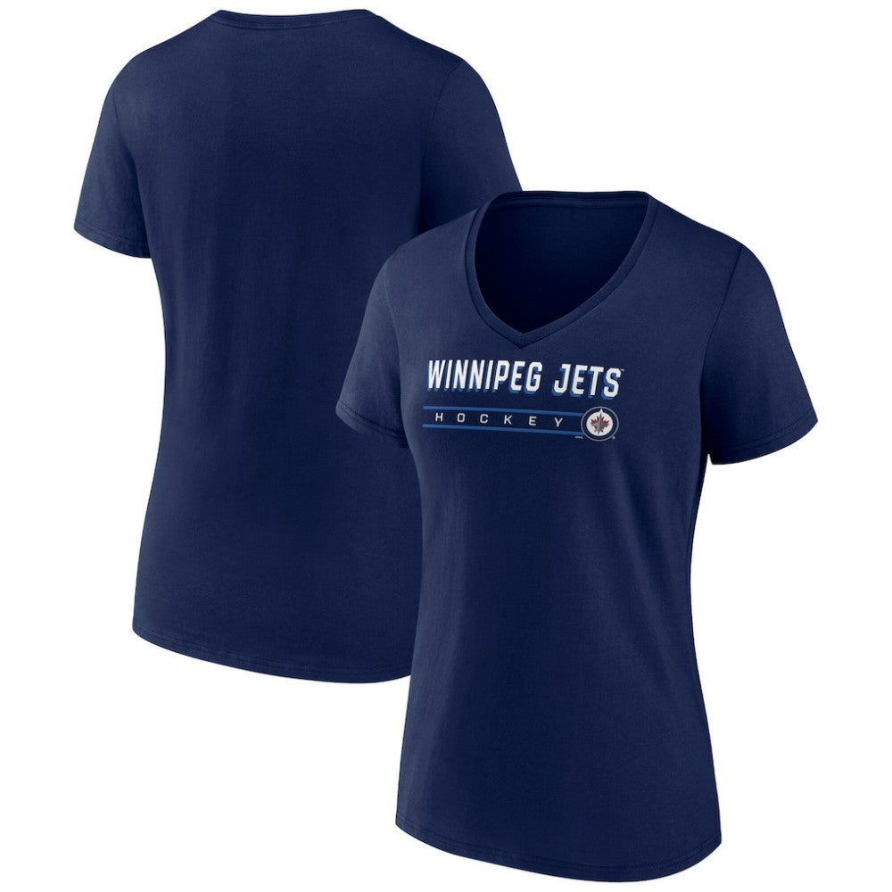 Winnipeg Jets Fanatics Women's V-Neck T-Shirt - Navy - NHL