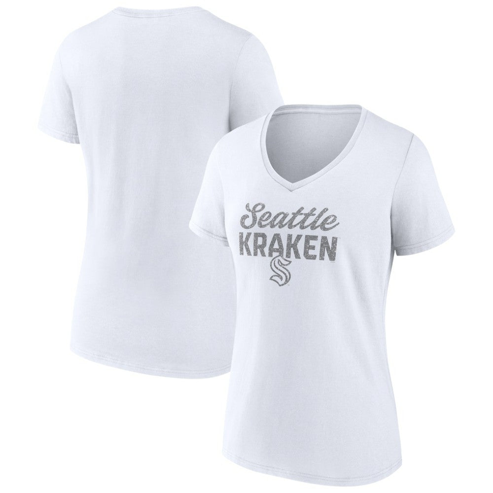 Seattle Kraken Fanatics Women's White Out V-Neck T-Shirt - NHL