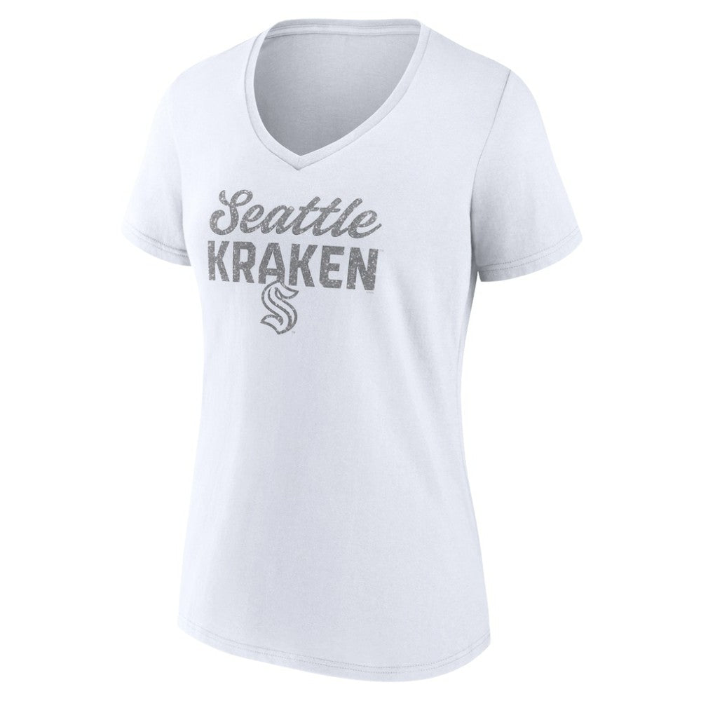Seattle Kraken Fanatics Women's White Out V-Neck T-Shirt - NHL