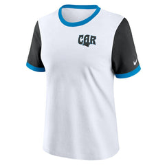 Carolina Panthers Women's Rewind Ringer Tri-Blend T-Shirt White | Nike for Sale