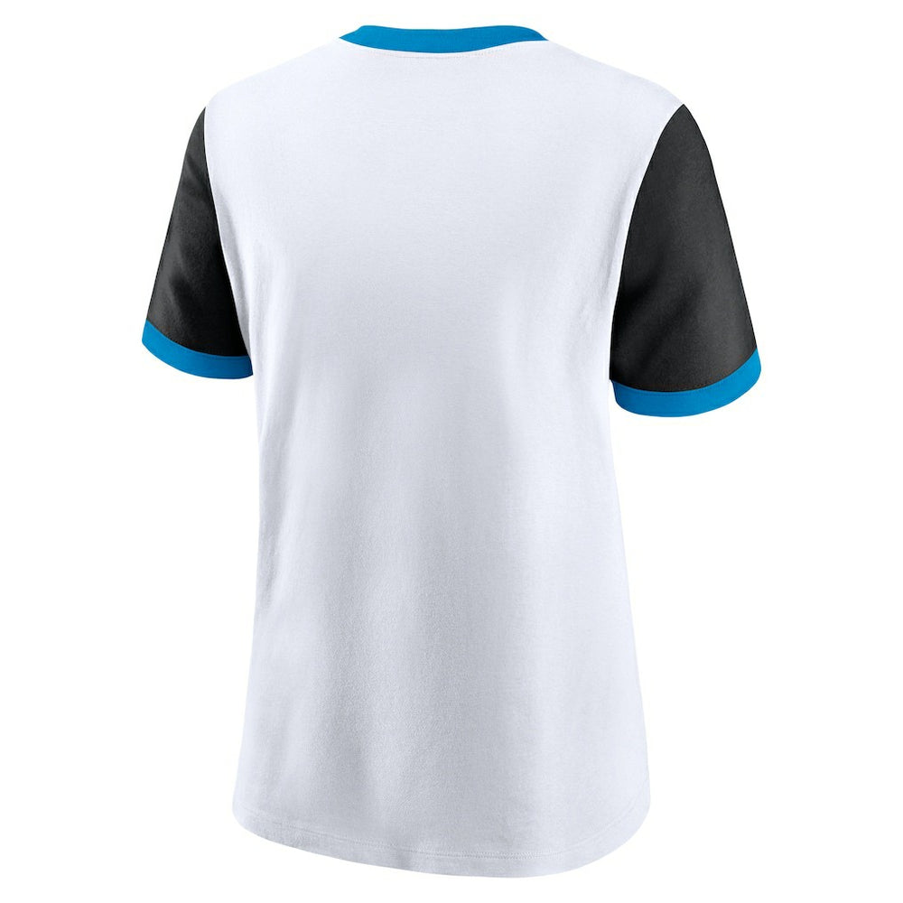 Carolina Panthers Women's Rewind Ringer Tri-Blend T-Shirt White | Nike for Sale