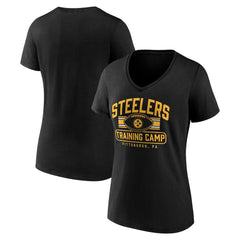 Pittsburgh Steelers Women's Training Camp Stripe V-Neck T-Shirt Black | Fanatics