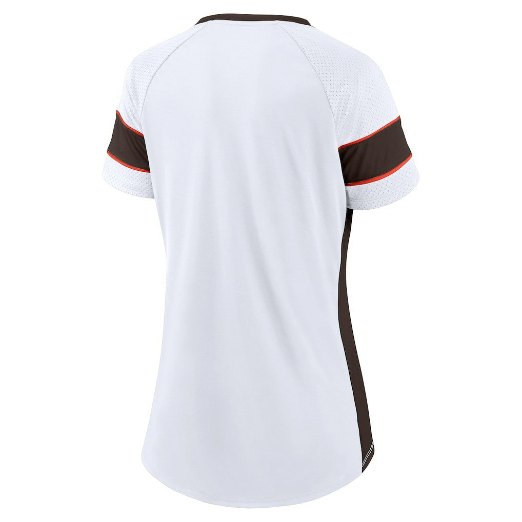 Cleveland Browns Women's Athena Lace-Up V-Neck T-Shirt White | Fanatics