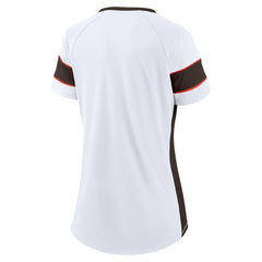 Cleveland Browns Women's Athena Lace-Up V-Neck T-Shirt White | Fanatics