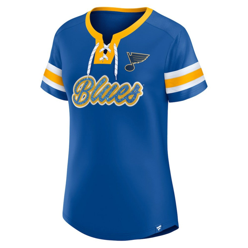 St. Louis Blues Fanatics Women's Iconic Athena Lace-Up T-Shirt - Blue - NHL