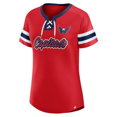 Washington Capitals Fanatics Women's Iconic Athena Lace-Up T-Shirt - Red - NHL