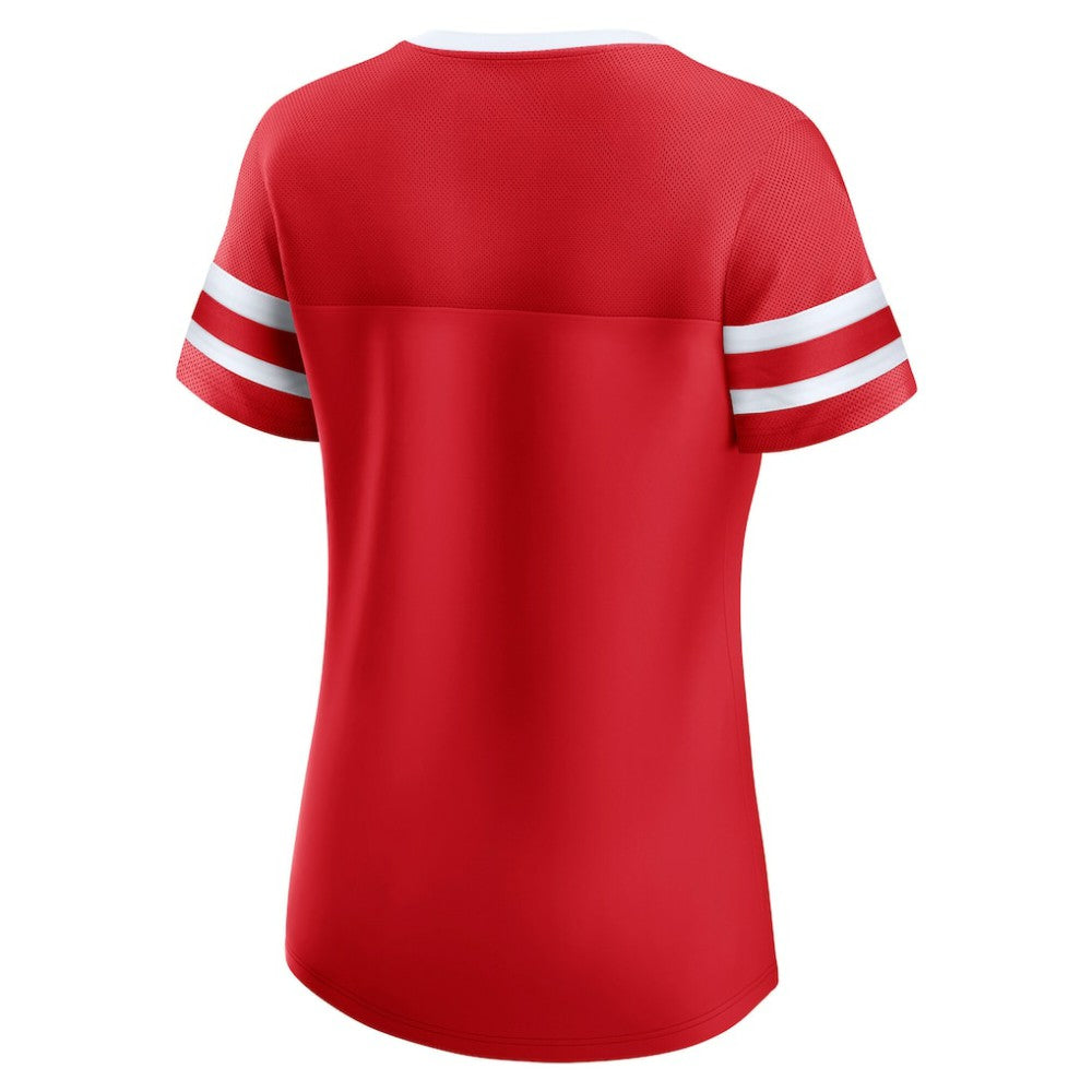 Detroit Red Wings Fanatics Women's Iconic Athena Lace-Up T-Shirt - Red - NHL