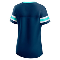 Seattle Kraken Fanatics Women's Iconic Athena Lace-Up T-Shirt - Deep Sea Blue - NHL