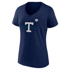Toronto Maple Leafs Fanatics Women's Primary Logo V-Neck T-Shirt - Navy - NHL