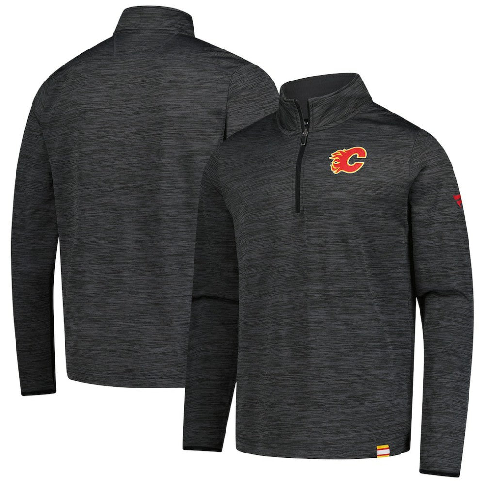 Calgary Flames Fanatics Authentic Pro Lightweight Quarter-Zip Pullover - Heather Charcoal - NHL