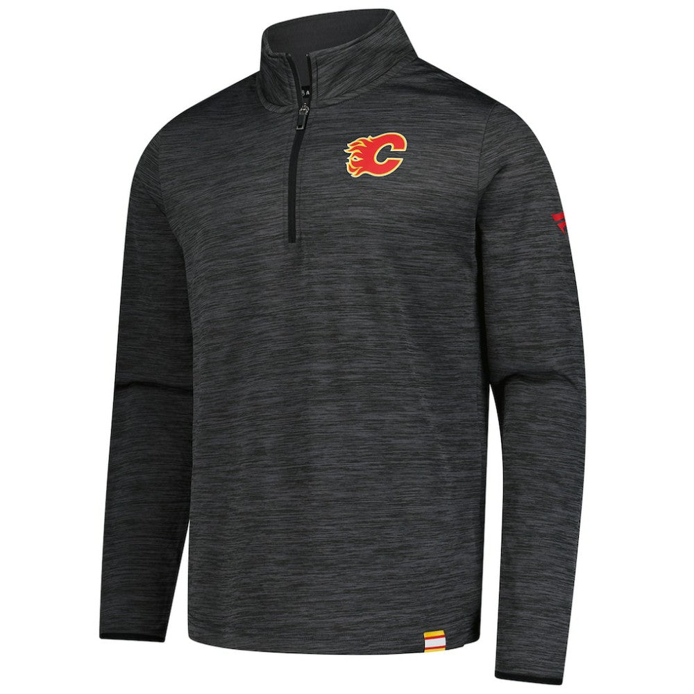 Calgary Flames Fanatics Authentic Pro Lightweight Quarter-Zip Pullover - Heather Charcoal - NHL