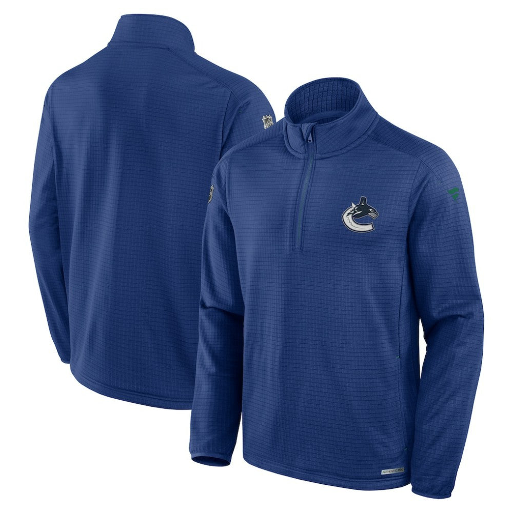 Vancouver Canucks Fanatics Authentic Pro Rink Quarter-Zip Top - Blue - NHL