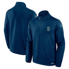 Seattle Kraken Fanatics Authentic Pro Rink Quarter-Zip Top - Deep Sea Blue - NHL
