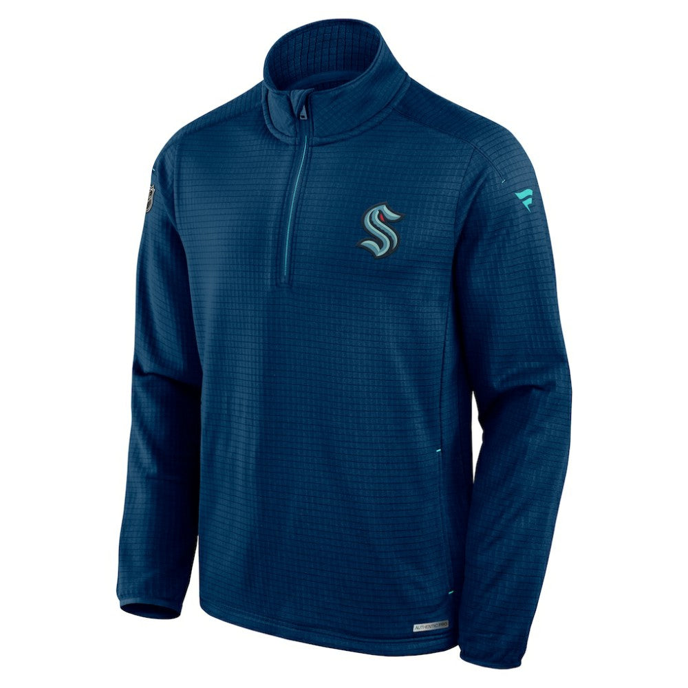 Seattle Kraken Fanatics Authentic Pro Rink Quarter-Zip Top - Deep Sea Blue - NHL