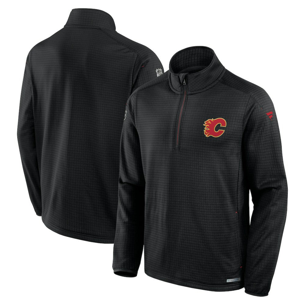 Calgary Flames Fanatics Authentic Pro Rink Quarter-Zip Top - Black - NHL