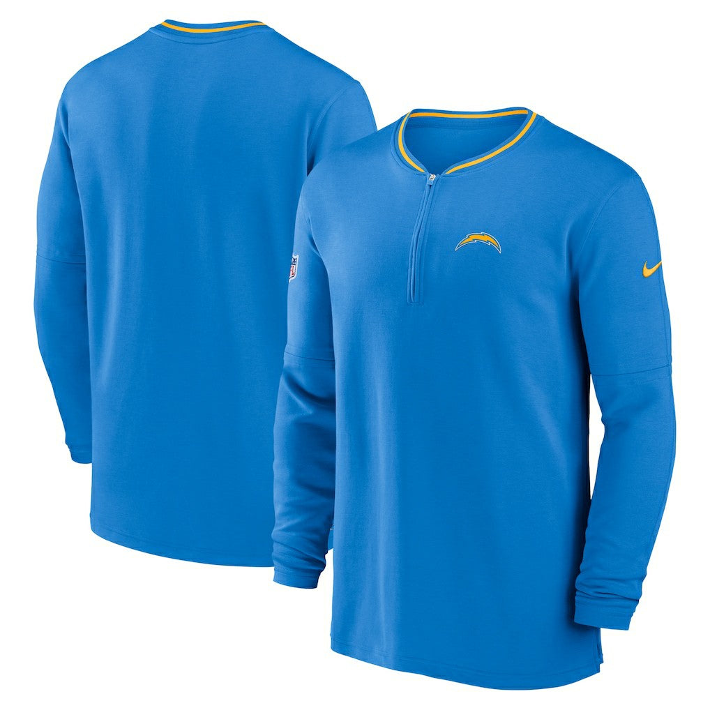 Los Angeles Chargers Coach Half-Zip Sweatshirt Powder Blue | Nike for Sale