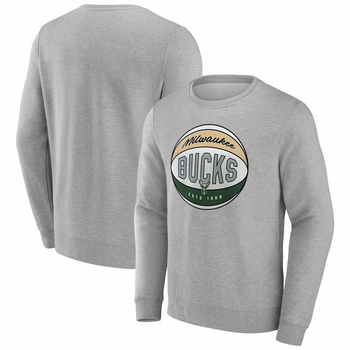 Milwaukee Bucks True Classics Hard Color Fleece Pullover Sweatshirt Gray - NBA