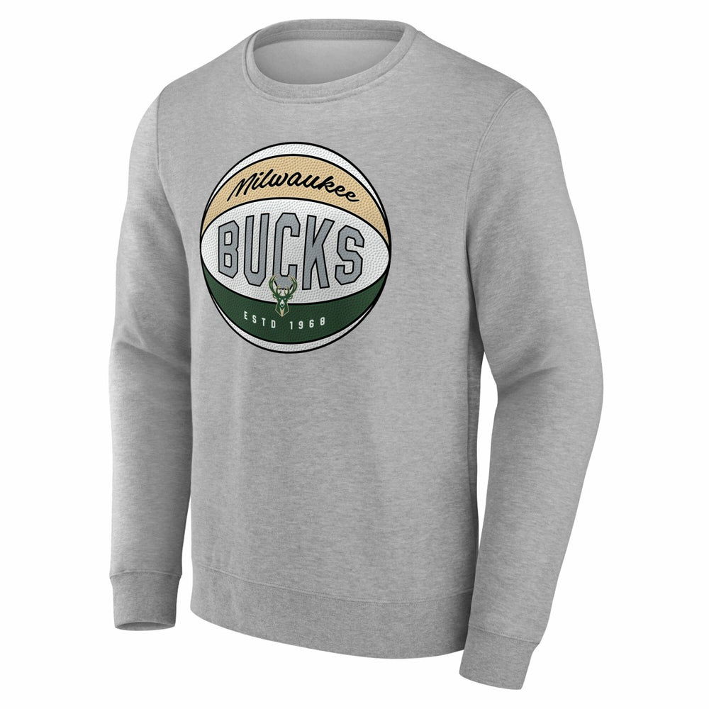 Milwaukee Bucks True Classics Hard Color Fleece Pullover Sweatshirt Gray - NBA