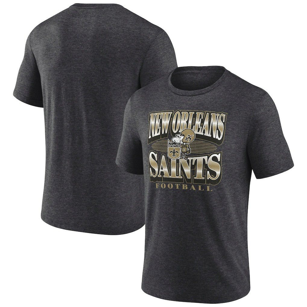 New Orleans Saints Extreme Tackle Tri-Blend T-Shirt Heather Charcoal | Fanatics