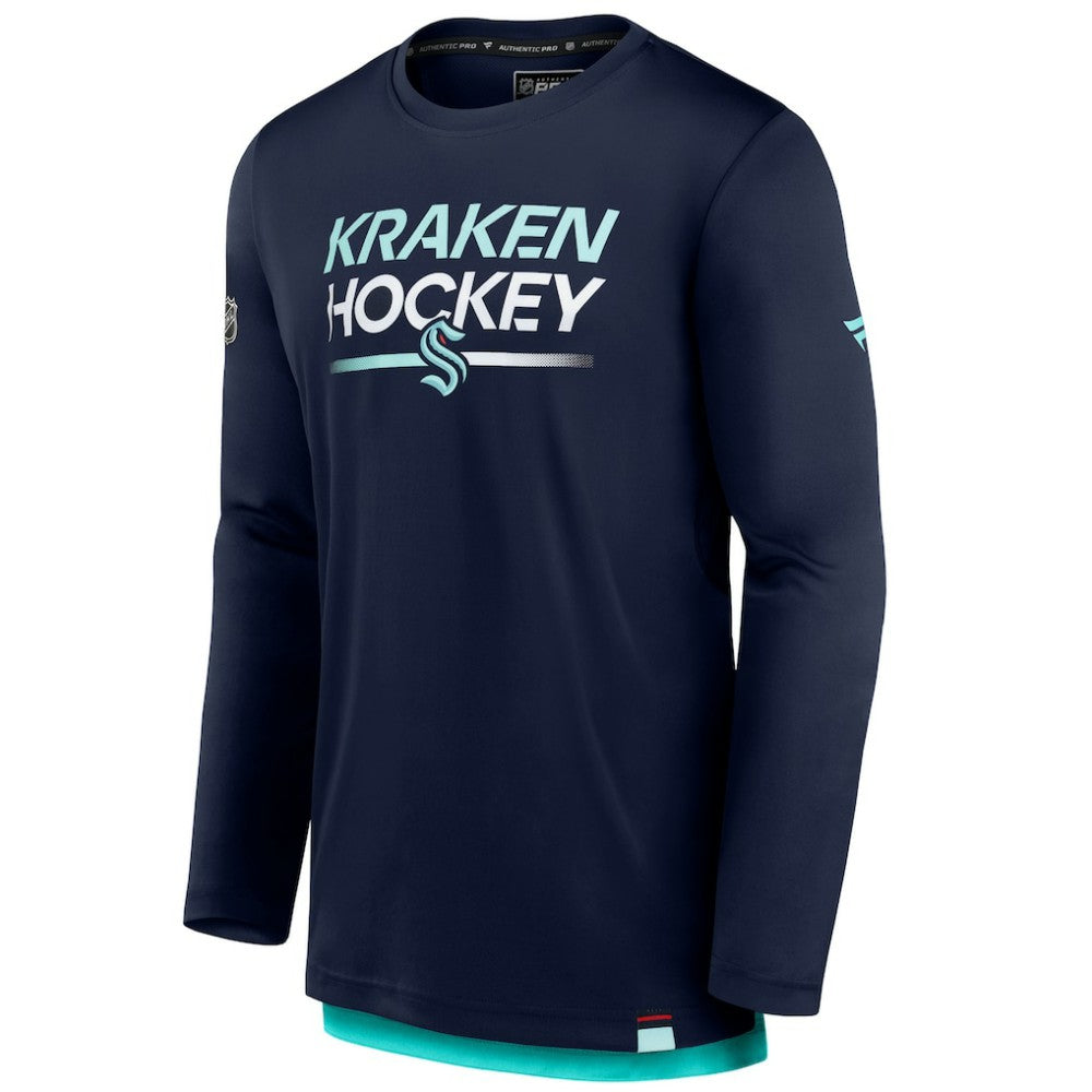Seattle Kraken Fanatics Authentic Pro Tech Long Sleeve T-Shirt - Deep Sea Blue - NHL