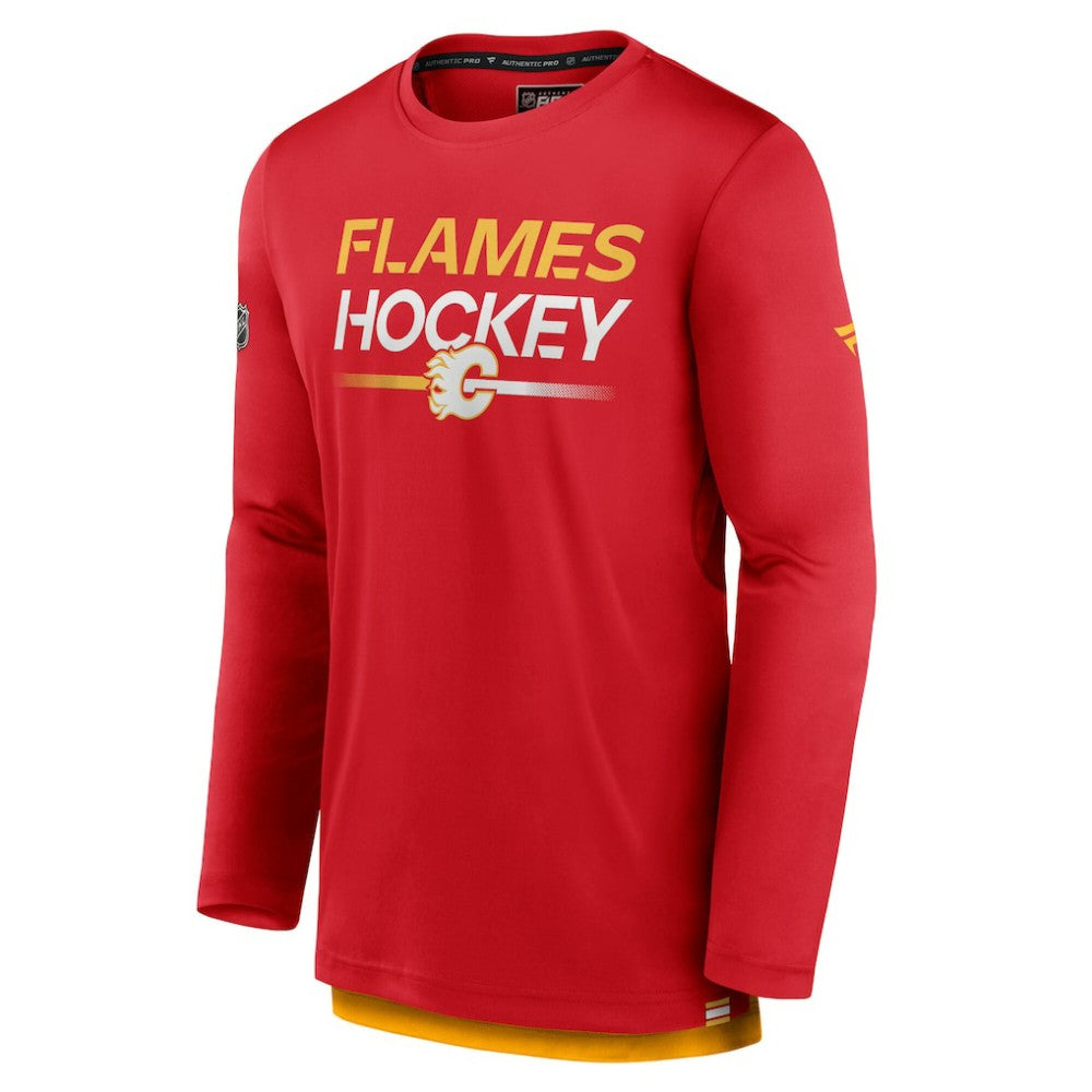 Calgary Flames Fanatics Authentic Pro Tech Long Sleeve T-Shirt - Red - NHL