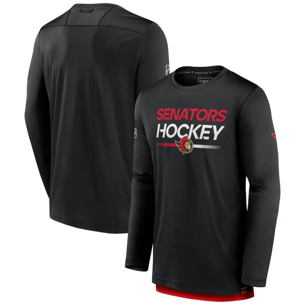 Ottawa Senators Fanatics Authentic Pro Tech Long Sleeve T-Shirt - Black - NHL