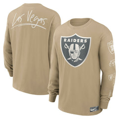 Las Vegas Raiders Essential Statement Max90 Long Sleeve T-Shirt Tan | Nike for Sale