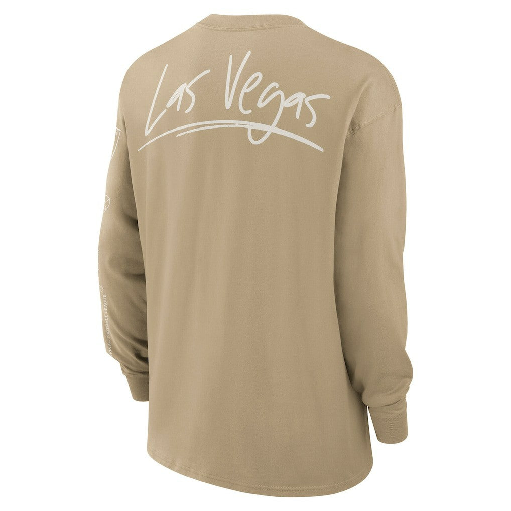 Las Vegas Raiders Essential Statement Max90 Long Sleeve T-Shirt Tan | Nike for Sale