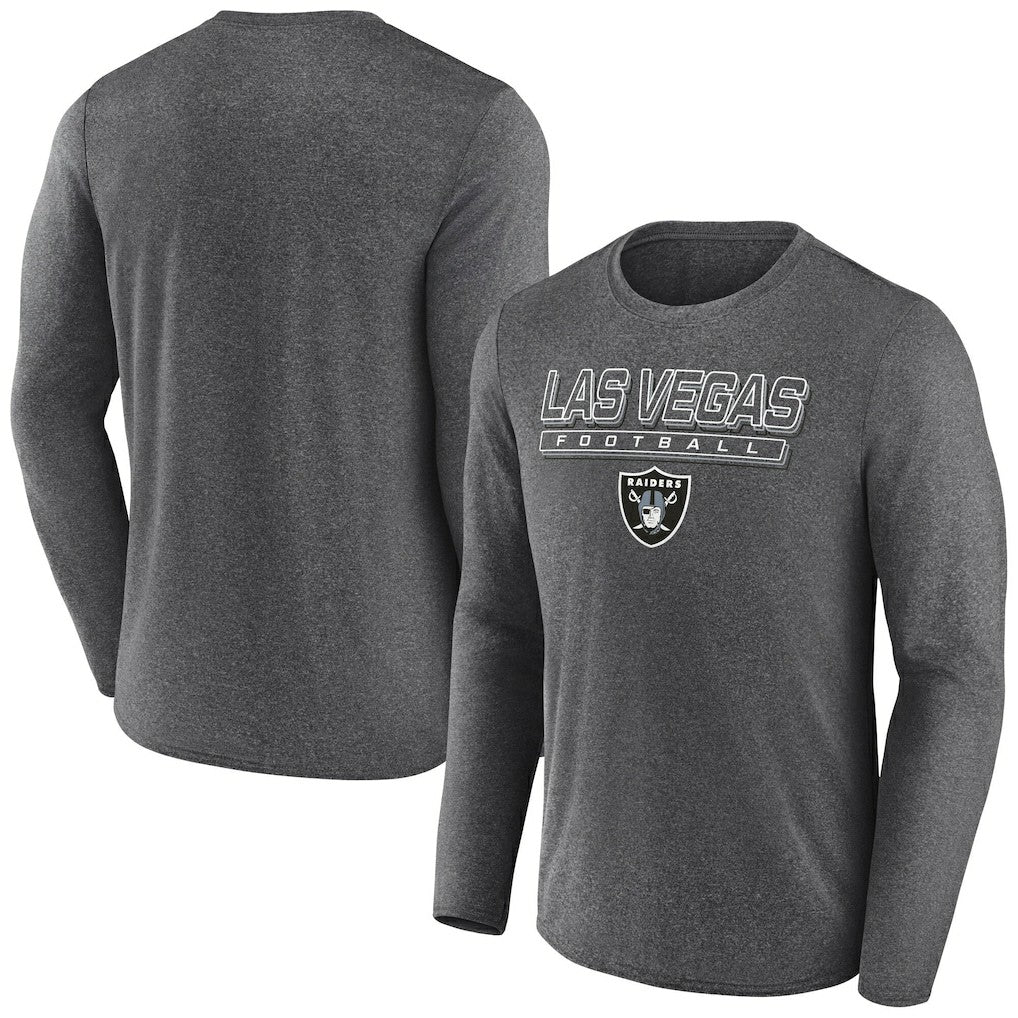 Las Vegas Raiders Fundamentals Long Sleeve T-Shirt Heather Charcoal | Fanatics