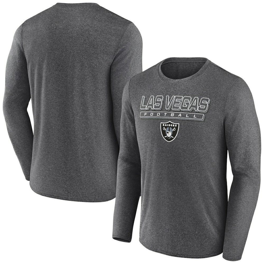 Las Vegas Raiders Fundamentals Long Sleeve T-Shirt Heather Charcoal | Fanatics