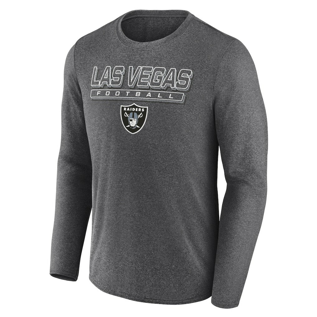 Las Vegas Raiders Fundamentals Long Sleeve T-Shirt Heather Charcoal | Fanatics