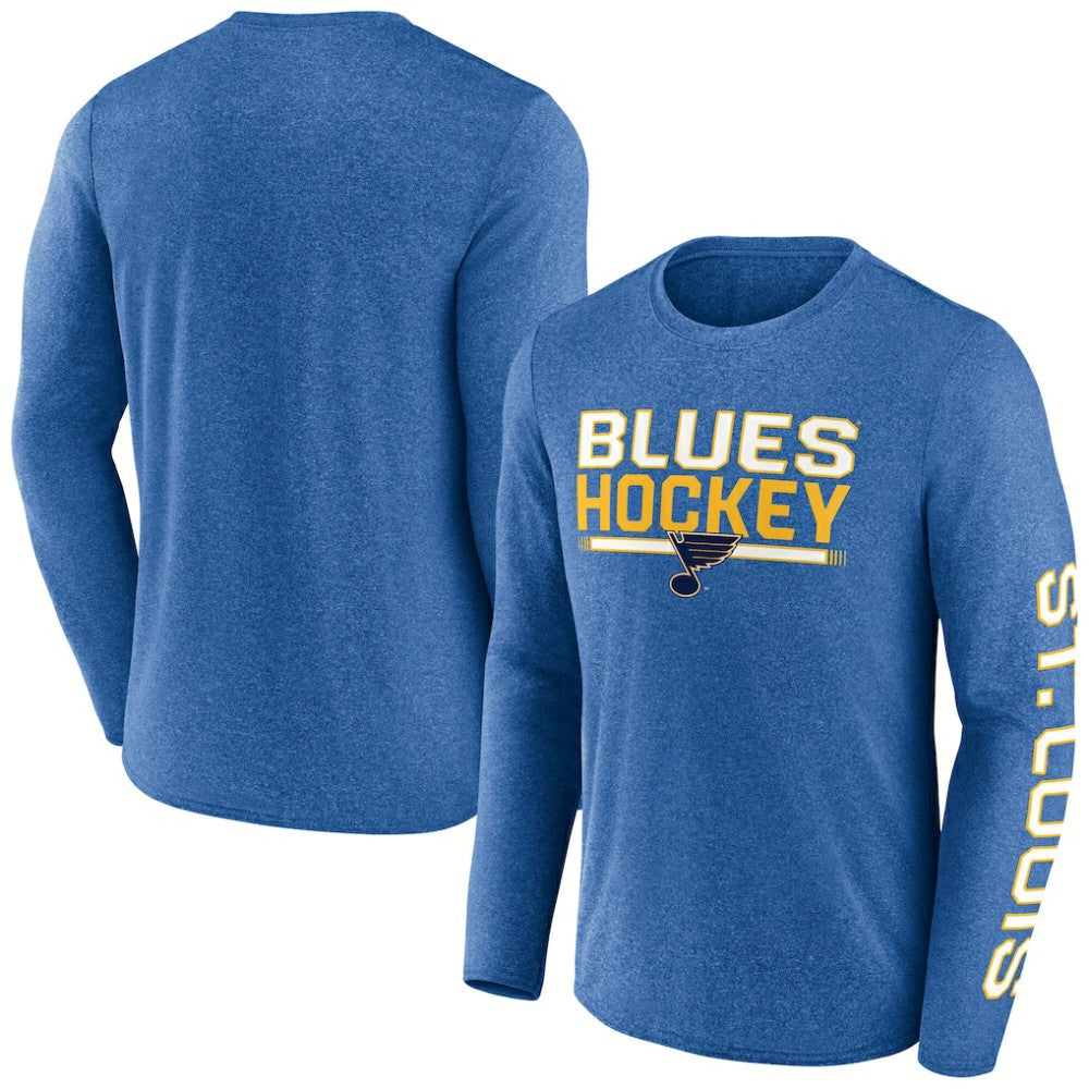 St. Louis Blues Fanatics Sweep Iconic Synthetic Long Sleeve T-Shirt - Heather Blue - NHL
