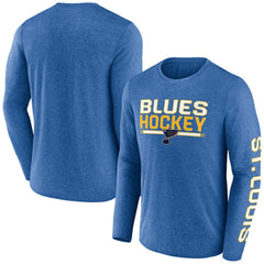 St. Louis Blues Fanatics Sweep Iconic Synthetic Long Sleeve T-Shirt - Heather Blue - NHL