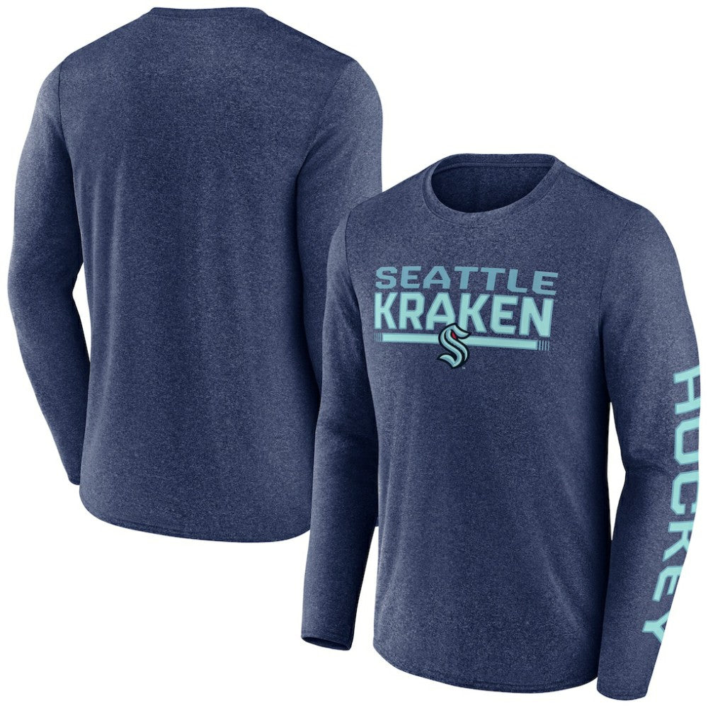 Seattle Kraken Fanatics Sweep Iconic Synthetic Long Sleeve T-Shirt - Heather Deep Sea Blue - NHL
