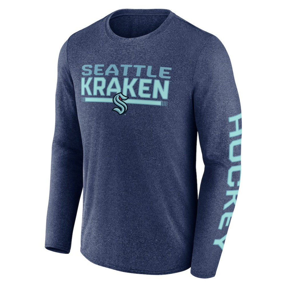 Seattle Kraken Fanatics Sweep Iconic Synthetic Long Sleeve T-Shirt - Heather Deep Sea Blue - NHL