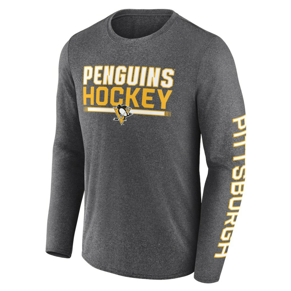Pittsburgh Penguins Fanatics Sweep Iconic Synthetic Long Sleeve T-Shirt - Heather Charcoal - NHL