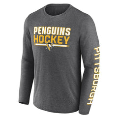 Pittsburgh Penguins Fanatics Sweep Iconic Synthetic Long Sleeve T-Shirt - Heather Charcoal - NHL