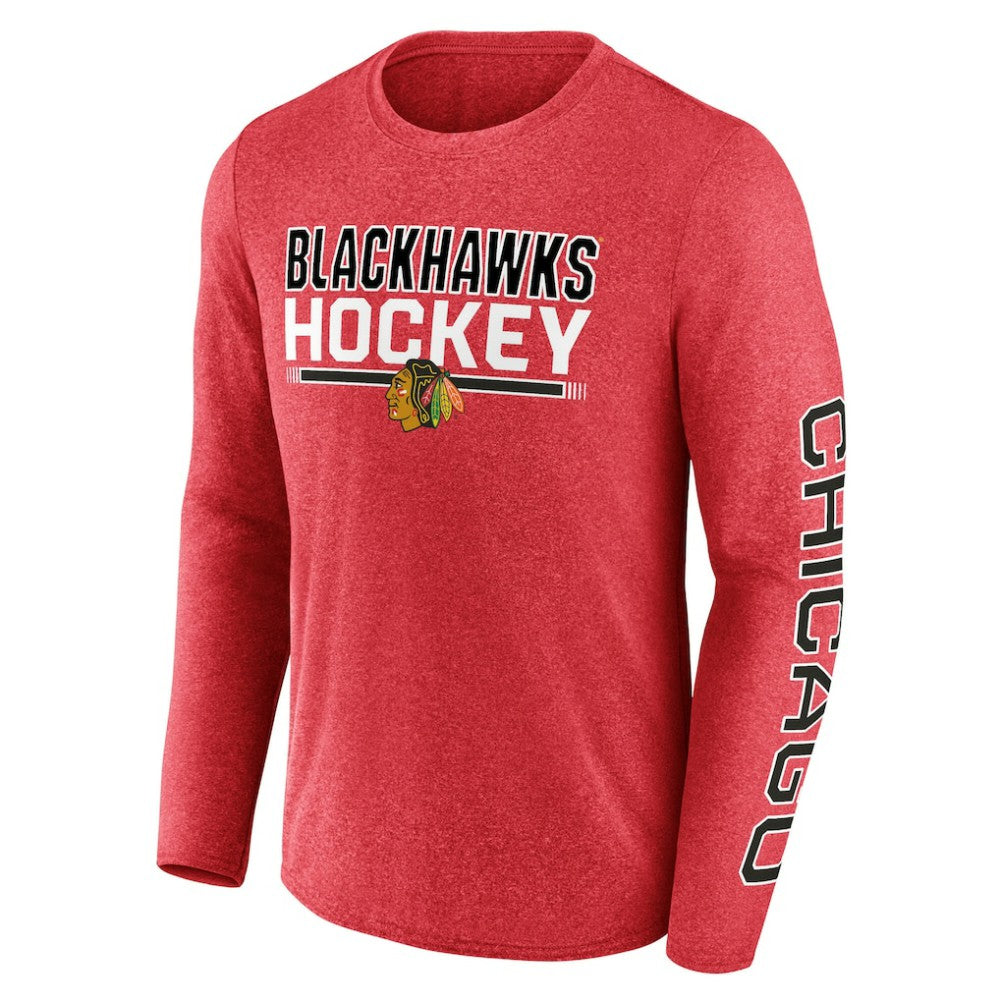 Chicago Blackhawks Fanatics Sweep Iconic Synthetic Long Sleeve T-Shirt - Heather Red - NHL