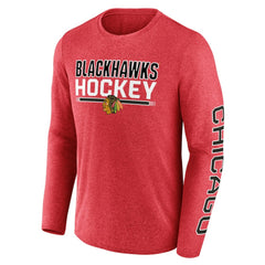Chicago Blackhawks Fanatics Sweep Iconic Synthetic Long Sleeve T-Shirt - Heather Red - NHL