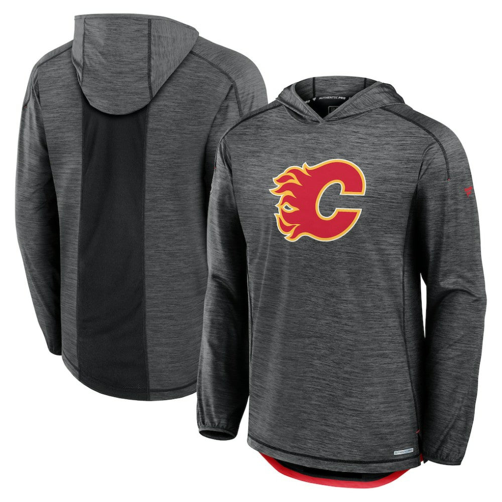 Calgary Flames Fanatics Authentic Pro Rink Pullover Hoodie - Heather Charcoal - NHL