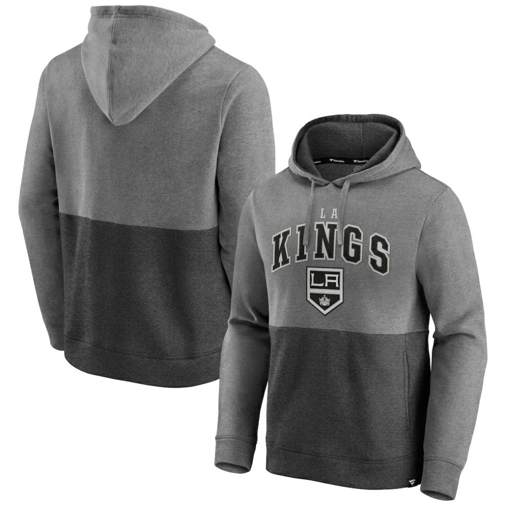 Los Angeles Kings Fanatics Block Party Signature Pullover Hoodie - Heather Gray/Heather Charcoal - NHL