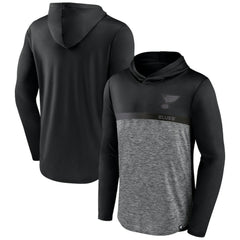 St. Louis Blues Fanatics Iconic Defender Pullover Hoodie - Black/Heather Charcoal - NHL