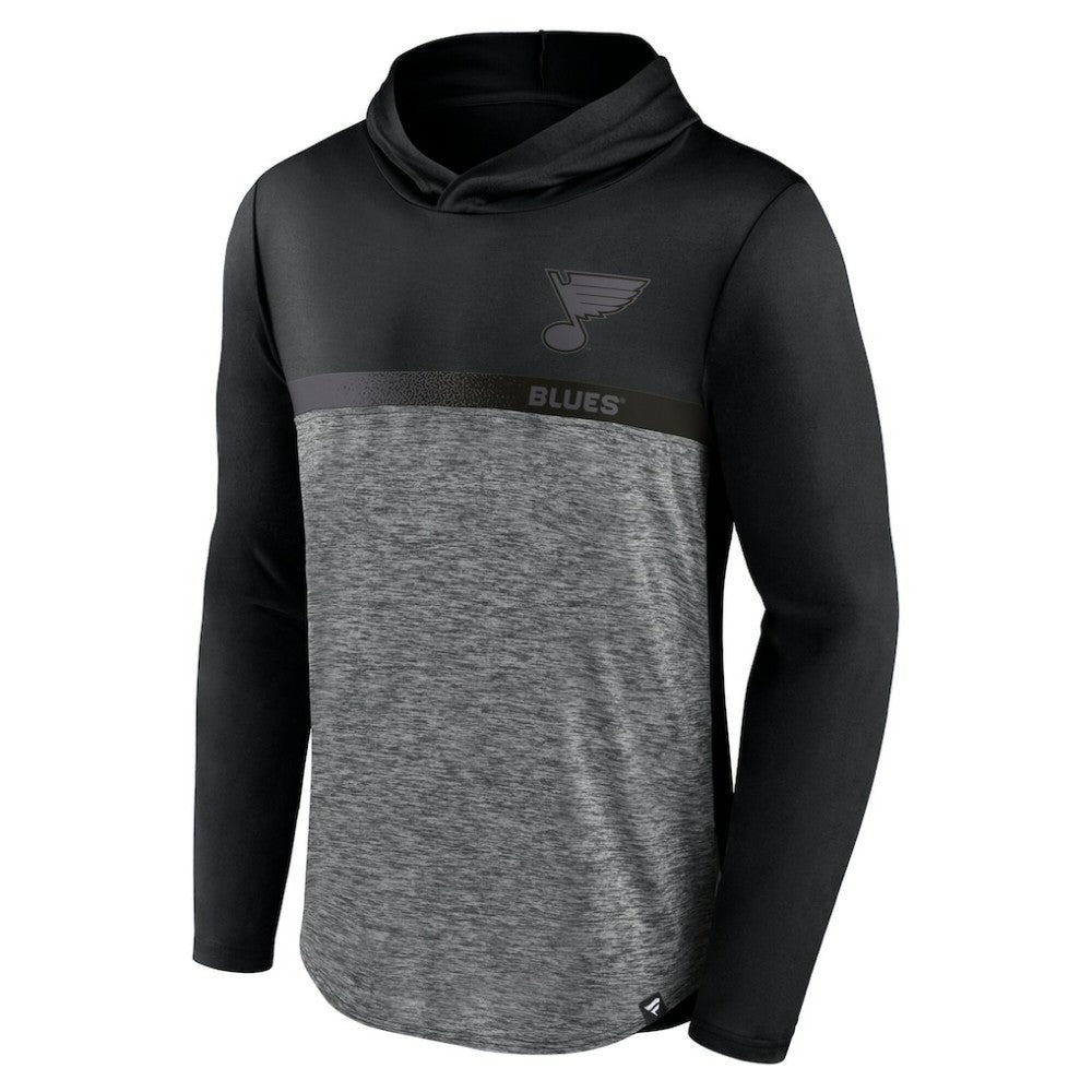 St. Louis Blues Fanatics Iconic Defender Pullover Hoodie - Black/Heather Charcoal - NHL