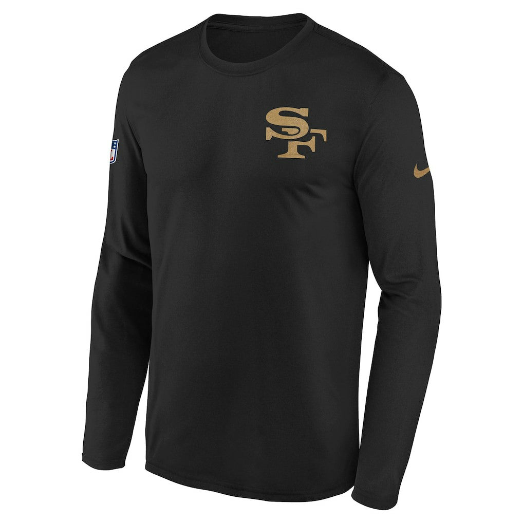 San Francisco 49ers Youth 2025 Rivalries Collection Sideline Legend Dri-FIT Long Sleeve T-Shirt Black | Nike for Sale