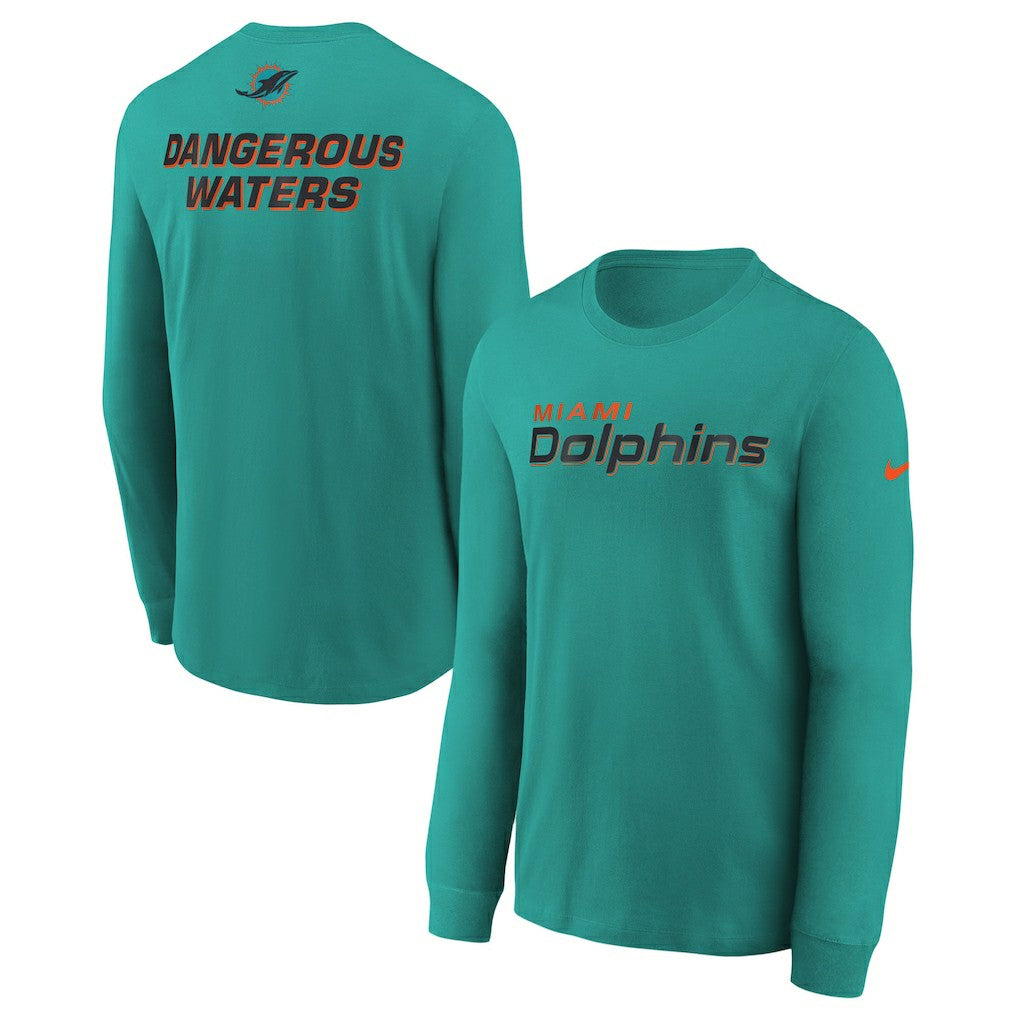 Miami Dolphins Youth 2025 Rivalries Collection Long Sleeve T-Shirt Turbo Green | Nike for Sale