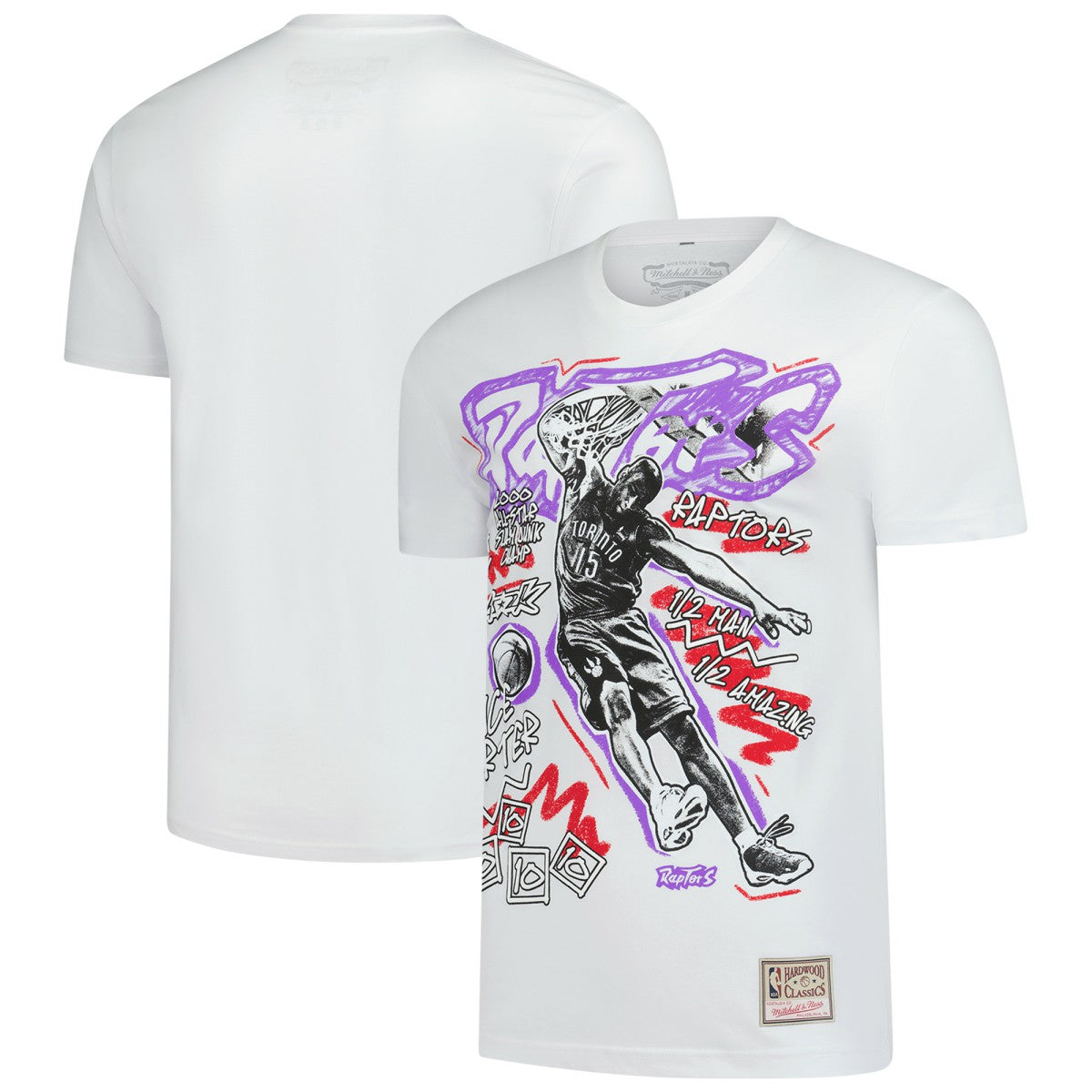 Vince Carter Toronto Raptors Hardwood Classics Chalked Up T-Shirt White - NBA