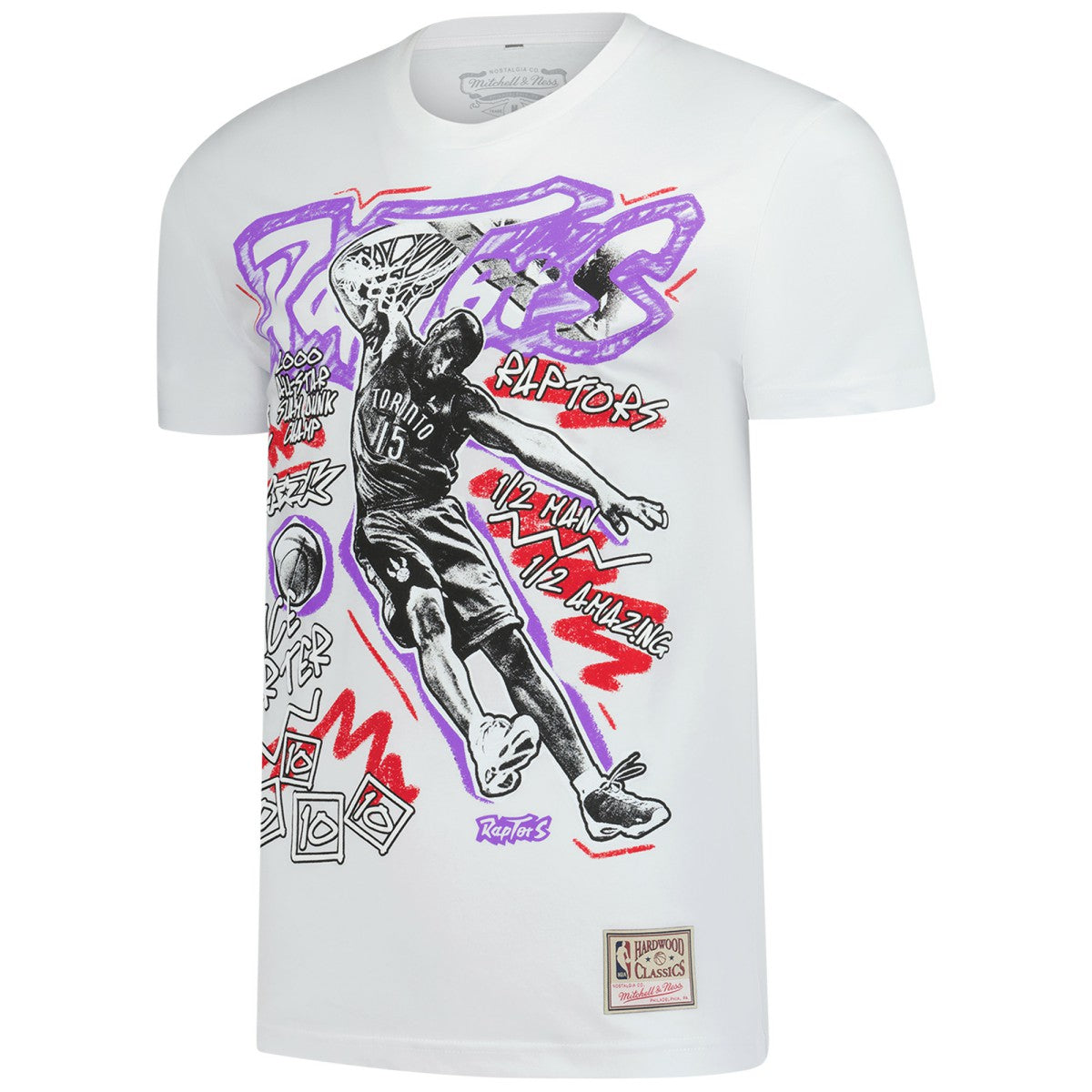 Vince Carter Toronto Raptors Hardwood Classics Chalked Up T-Shirt White - NBA