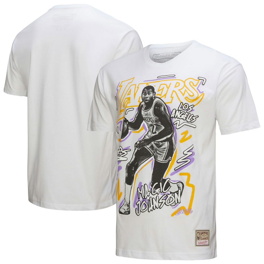 Magic Johnson Los Angeles Lakers Hardwood Classics Chalked Up T-Shirt White - NBA