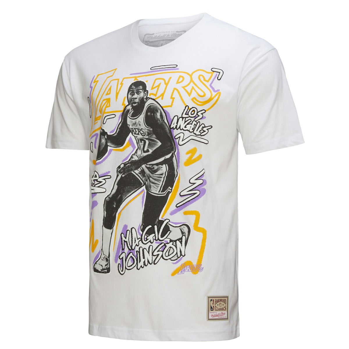 Magic Johnson Los Angeles Lakers Hardwood Classics Chalked Up T-Shirt White - NBA