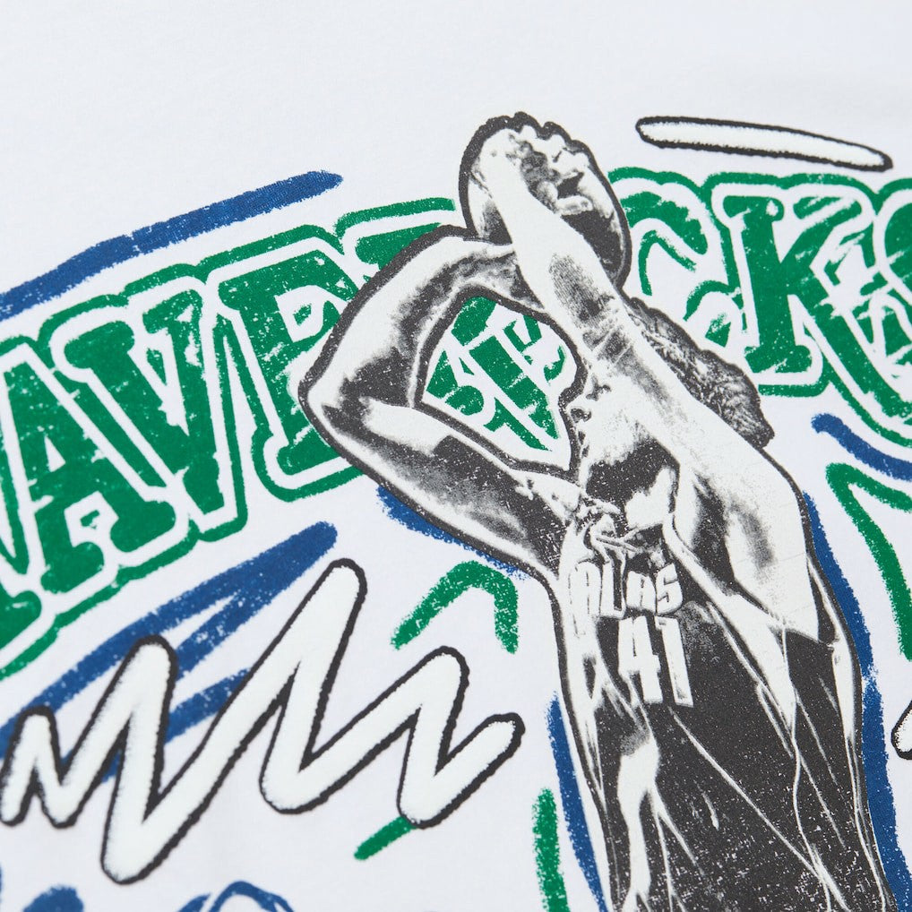 Dirk Nowitzki Dallas Mavericks Hardwood Classics Chalked Up T-Shirt White - NBA